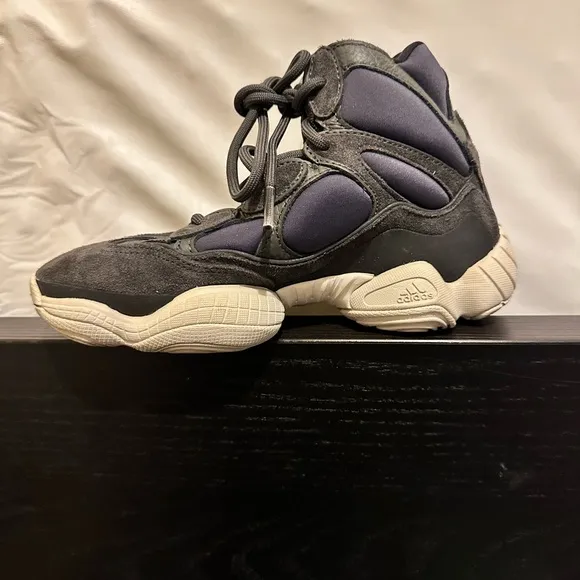 Yeezy adidas Black and Gray Sneakers with Chunky Silhouette and Soft Upper