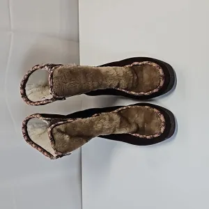 Yodelers Leather Sherpa Lined Boots Sz 8