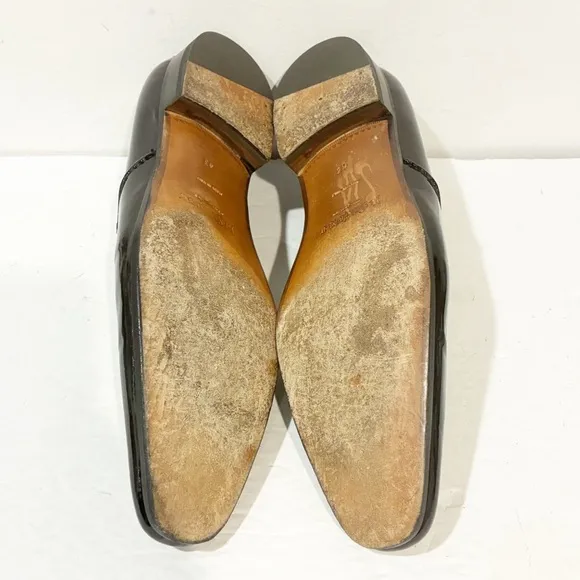 Yves Saint Laurent YSL Leather Mens Size  10 Black Patent Leather Dress Shoes
