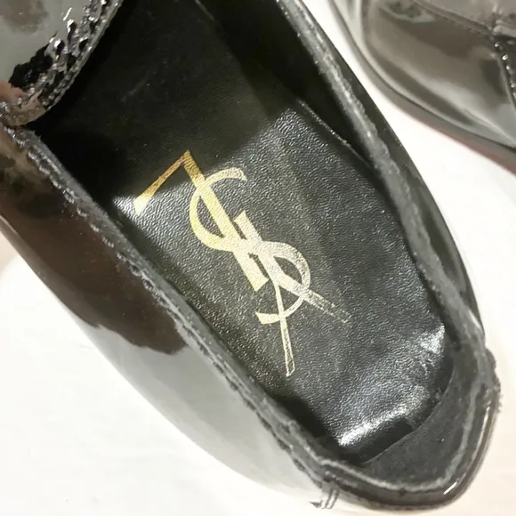 Yves Saint Laurent YSL Leather Mens Size  10 Black Patent Leather Dress Shoes