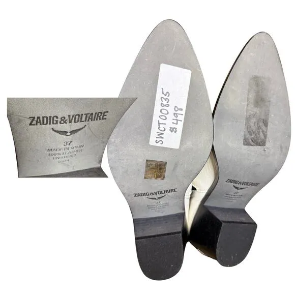 Zadig &amp; Voltaire Tyler Cecilia Boots 👢 White Patent Leather | EU 37 US 6 NIB ✨