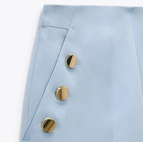 Zara* bermuda blue shorts with gold buttons
