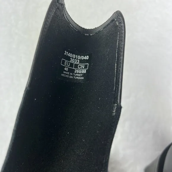 Zara Black Leather Chunky Front Exposed Zipper 90s Style Ankle Lug Y2K Boots