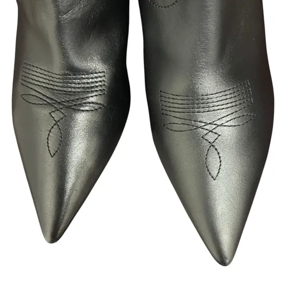 Zara Leather Stylish Cowboy Boho Embroidered Western Pointy Toe Boots