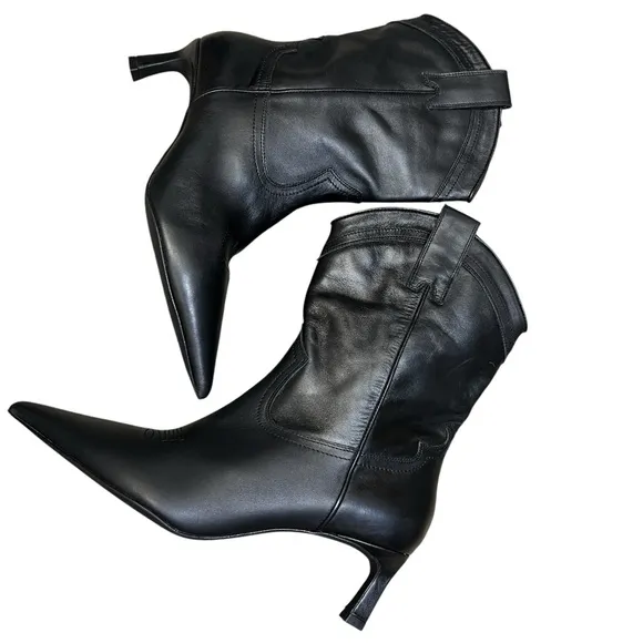Zara Leather Stylish Cowboy Boho Embroidered Western Pointy Toe Boots