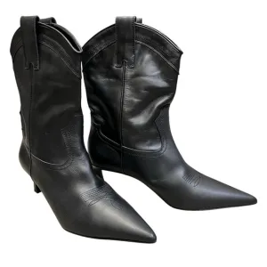 Zara Leather Stylish Cowboy Boho Embroidered Western Pointy Toe Boots