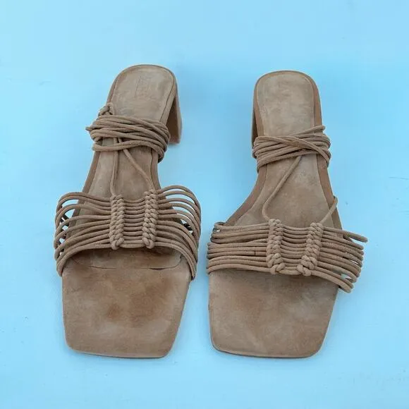 Zara Low Chunky Block Heels Gladiator Lace Up Sandals Suede Brown 42 Lace Up 11