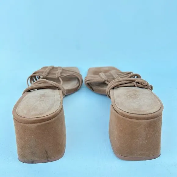 Zara Low Chunky Block Heels Gladiator Lace Up Sandals Suede Brown 42 Lace Up 11