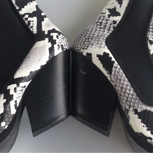 Zara snake print cowboy heeled ankle boots