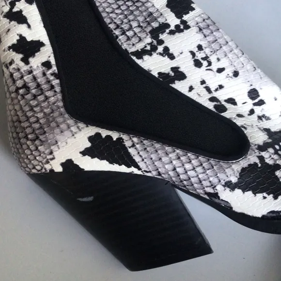 Zara snake print cowboy heeled ankle boots