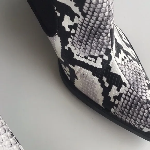 Zara snake print cowboy heeled ankle boots