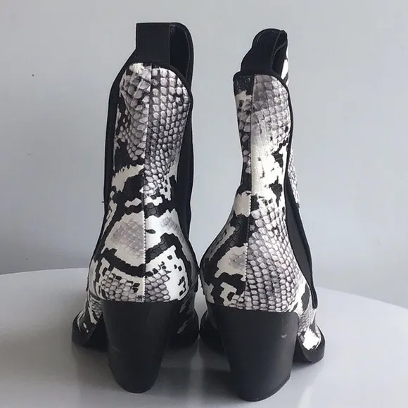 Zara snake print cowboy heeled ankle boots