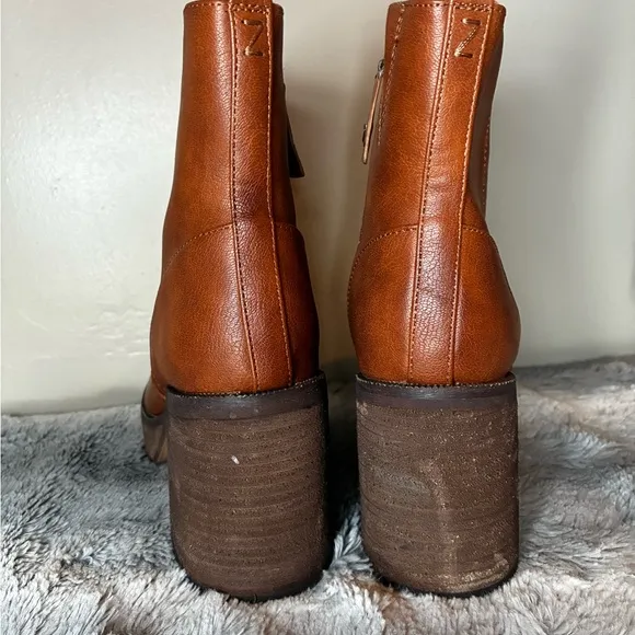 Zodiac Antonia Platform Heel Boots Size 8.5 Zip Brown Retro Boho 70s Revival