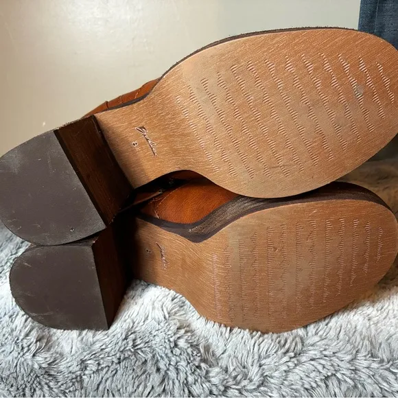 Zodiac Antonia Platform Heel Boots Size 8.5 Zip Brown Retro Boho 70s Revival