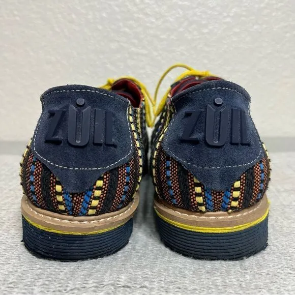Zull Libero Di Essere Mens Textile Striped Oxfords Blue Bright Yellow Size 13